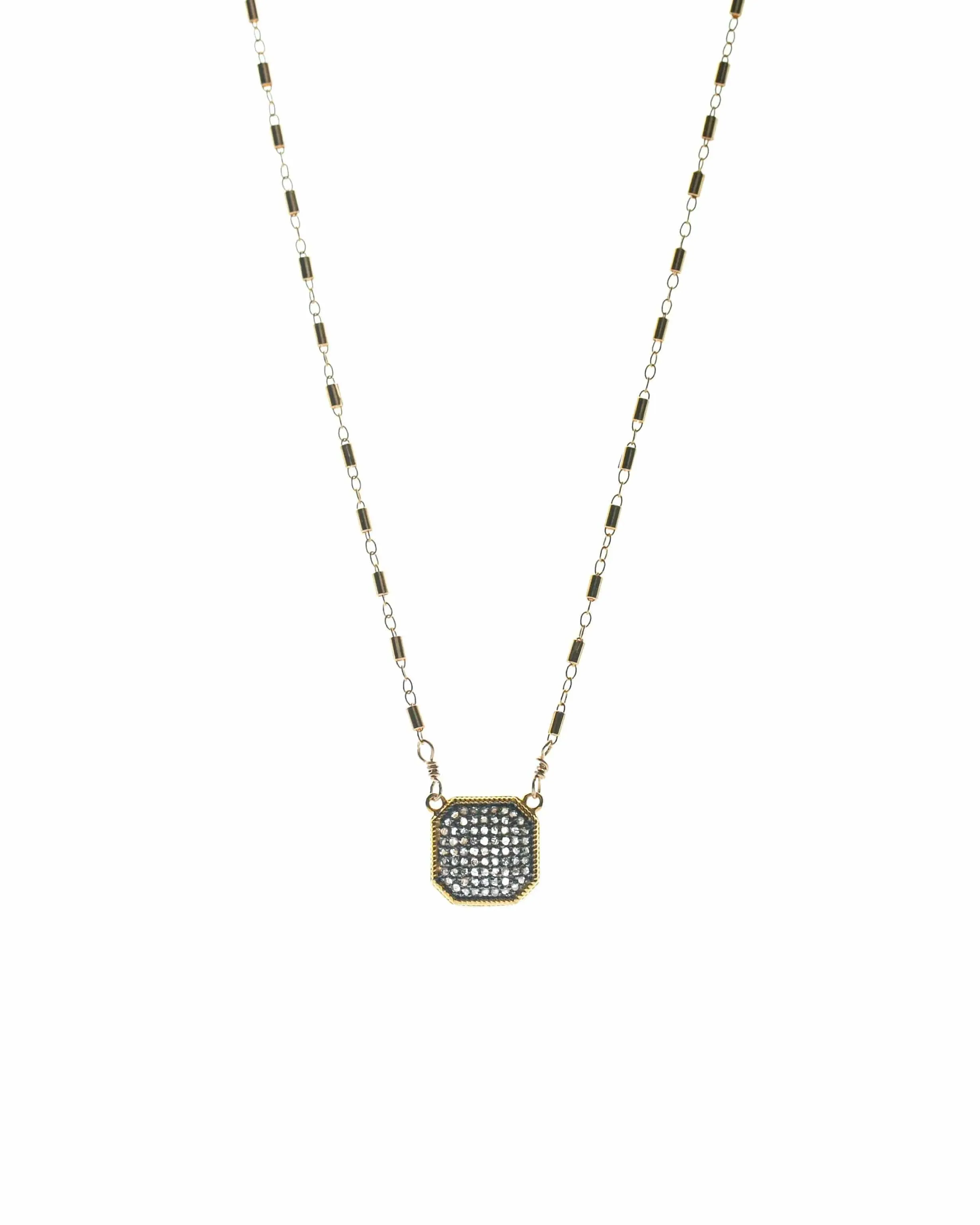 Diamond Pave Square Necklace