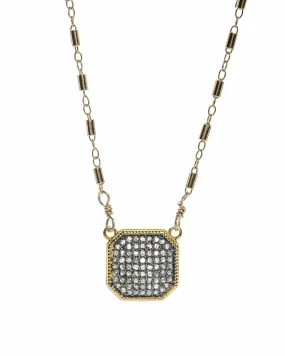 Diamond Pave Square Necklace