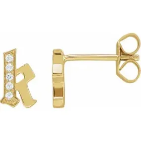 Diamond Single Gothic Initial Earring