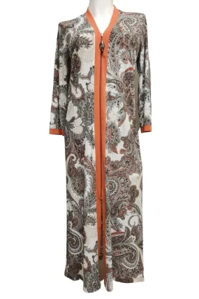 Diamond Tea Printed Zip Robe, Terracotta (23975)