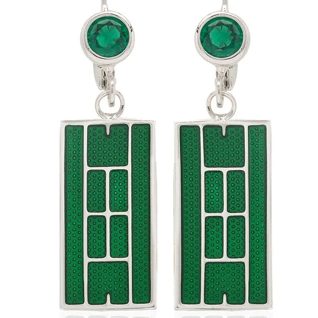 Enamel Tennis Court Lever Back Earrings