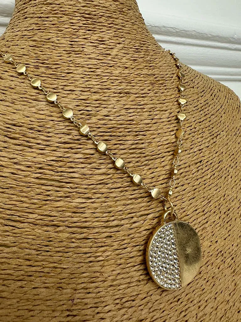 Envy Embellished Disc Necklace - Gold