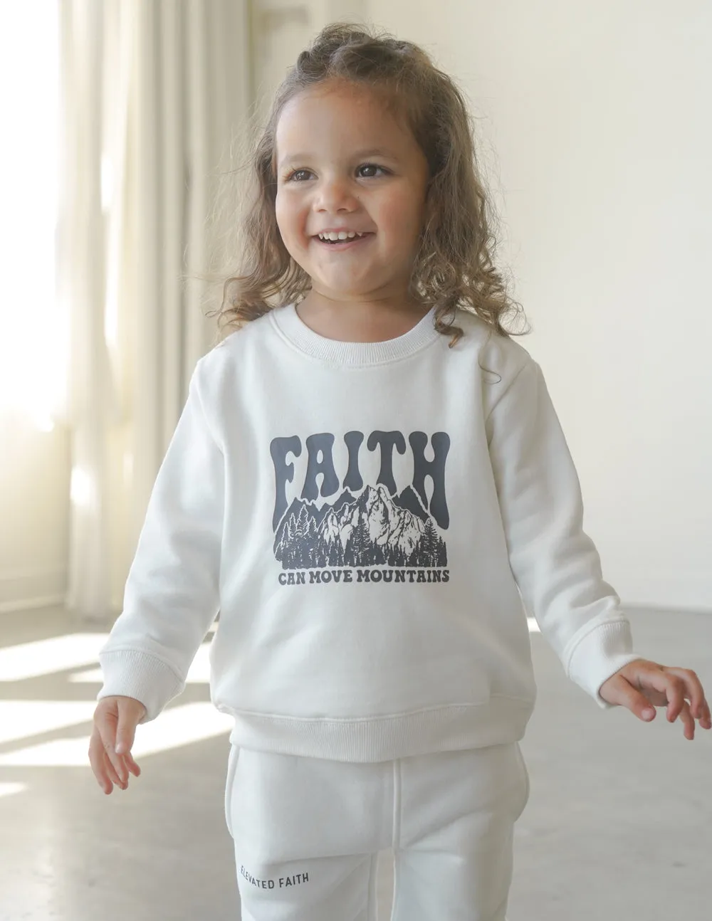 Faith Can Move Mountains Kids Crewneck