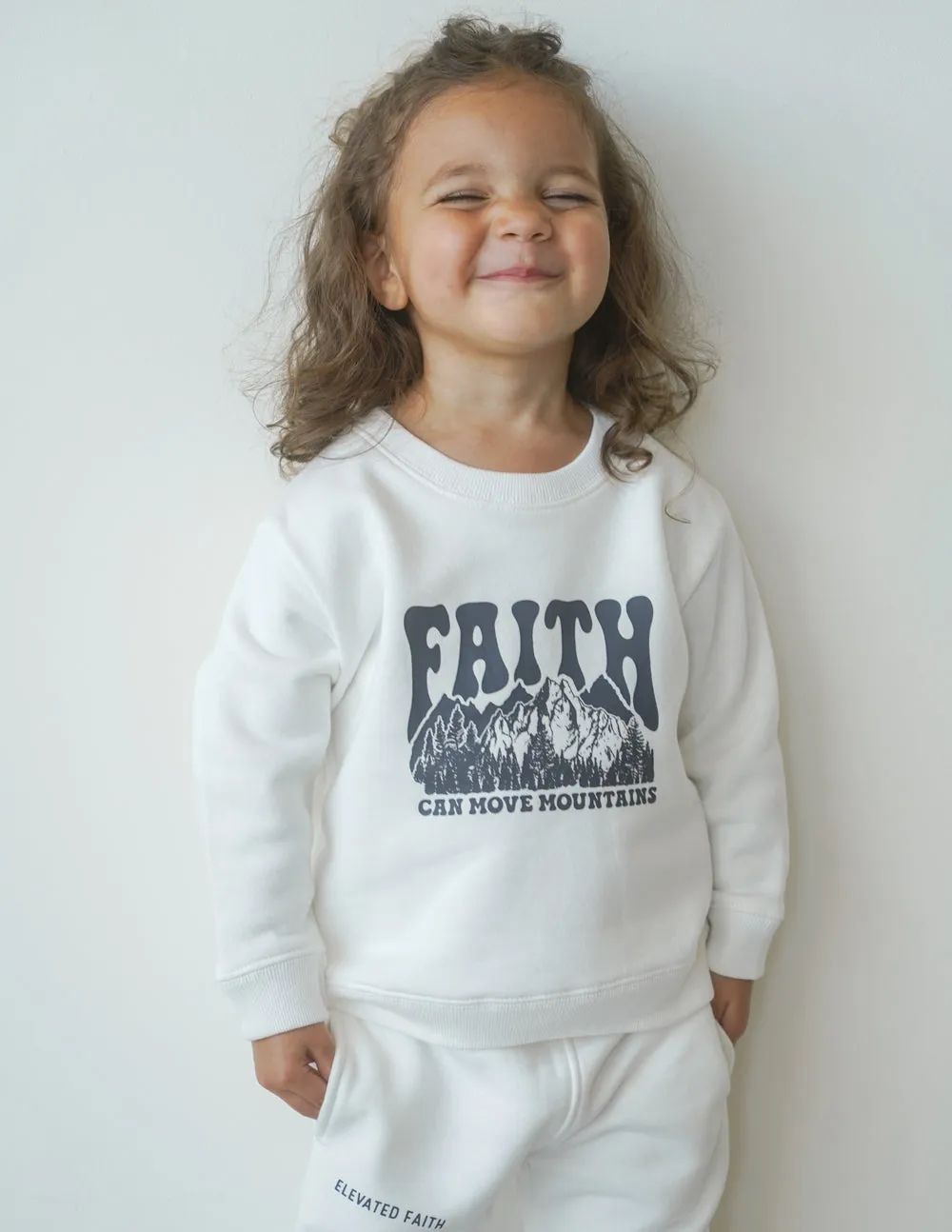 Faith Can Move Mountains Kids Crewneck