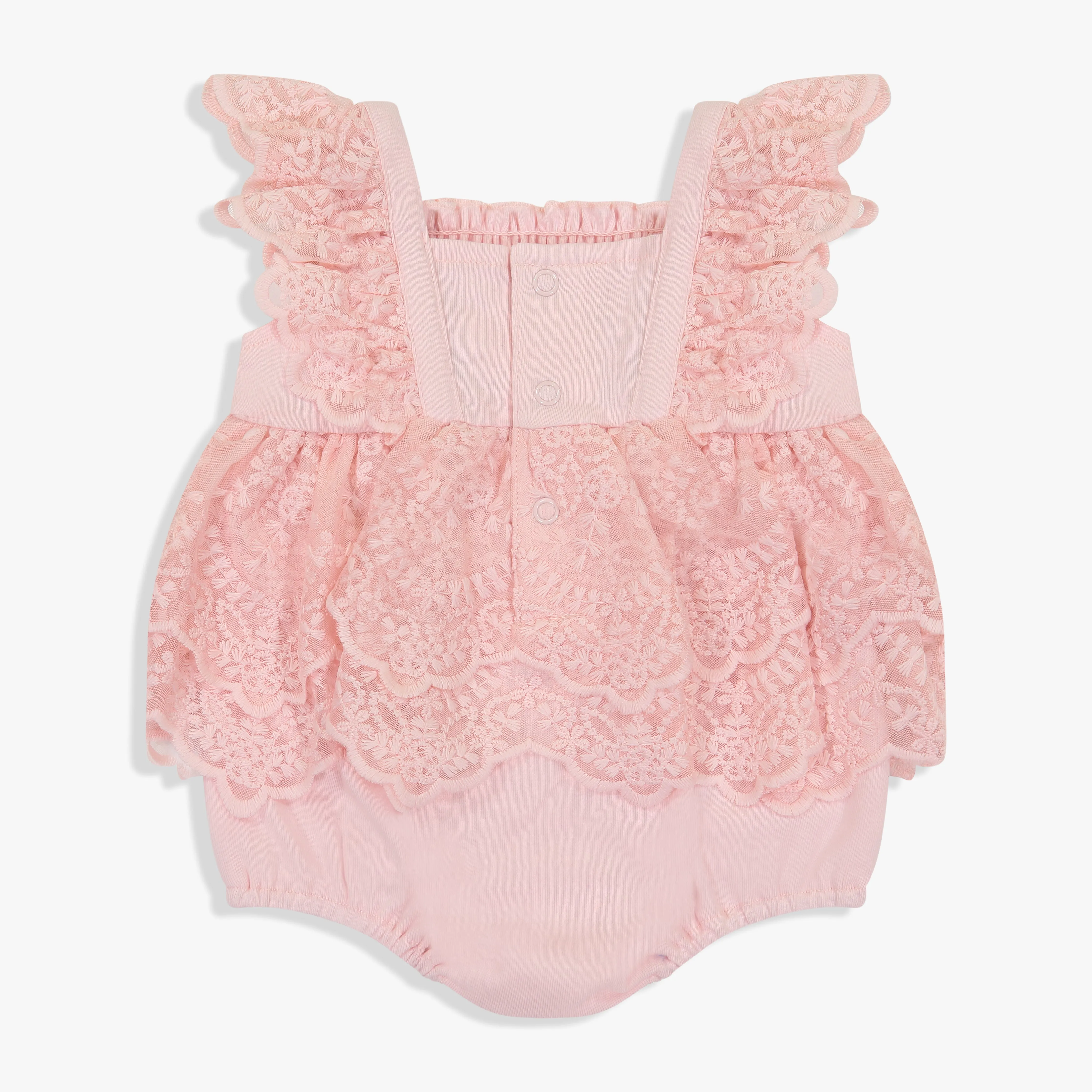 Girls Pink Lace Romper