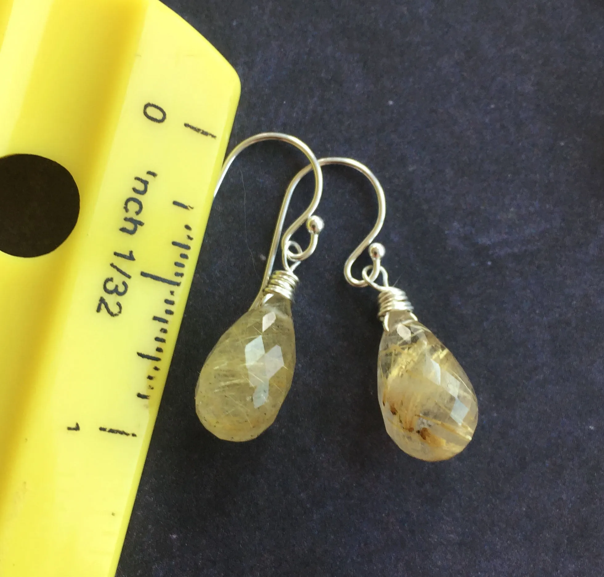 Golden Rutilated Quartz Earrings, OOAK