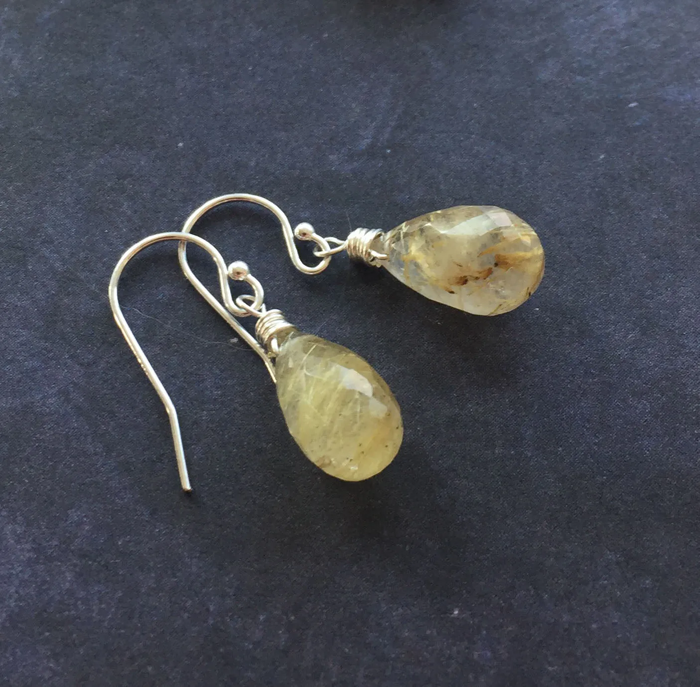 Golden Rutilated Quartz Earrings, OOAK