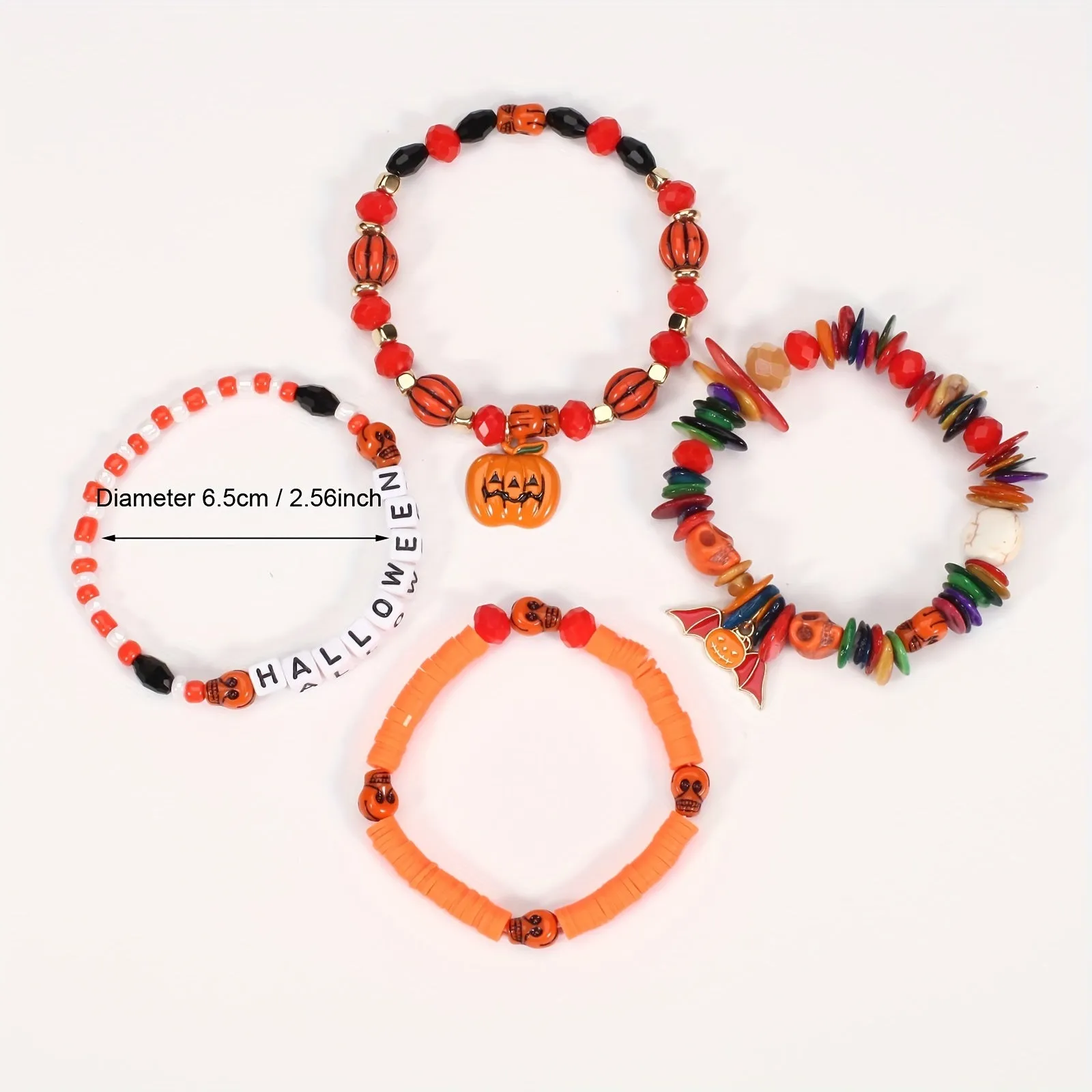 Halloween Bracelet Pumpkin Bat Ghost Skull Pendant Multilayer Beads Bracelet Party Favors LJH3