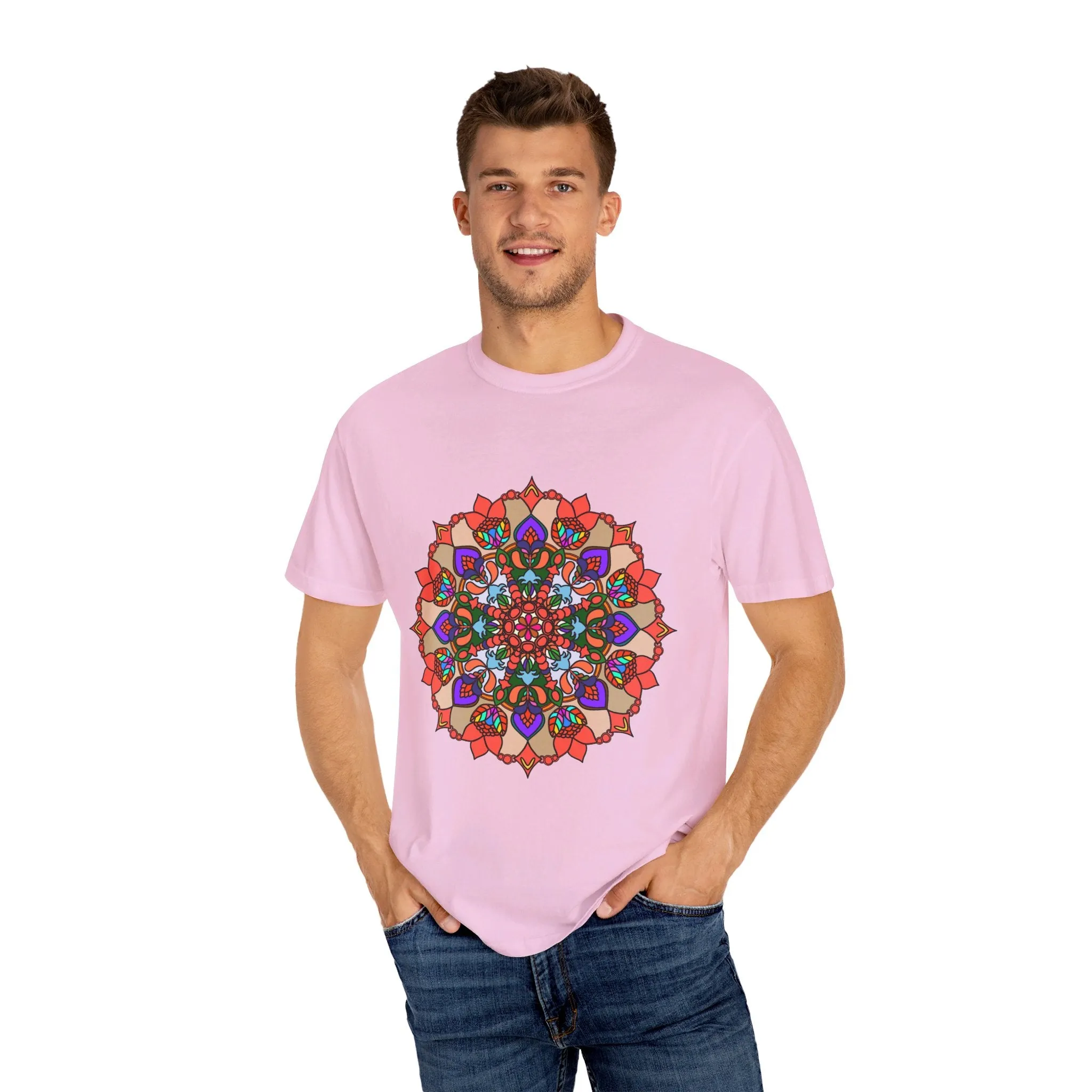 Handmade Mandala Design T-Shirt - 100% Cotton