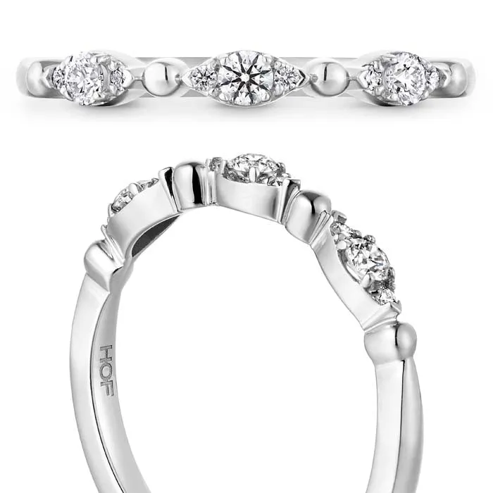 Hearts On Fire .13-.19CTW Beaded Regal Wedding Band in 18K White Gold