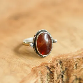 Hessonite Garnet Lasso Ring - Garnet Ring- .925 Sterling Silver - Silversmith