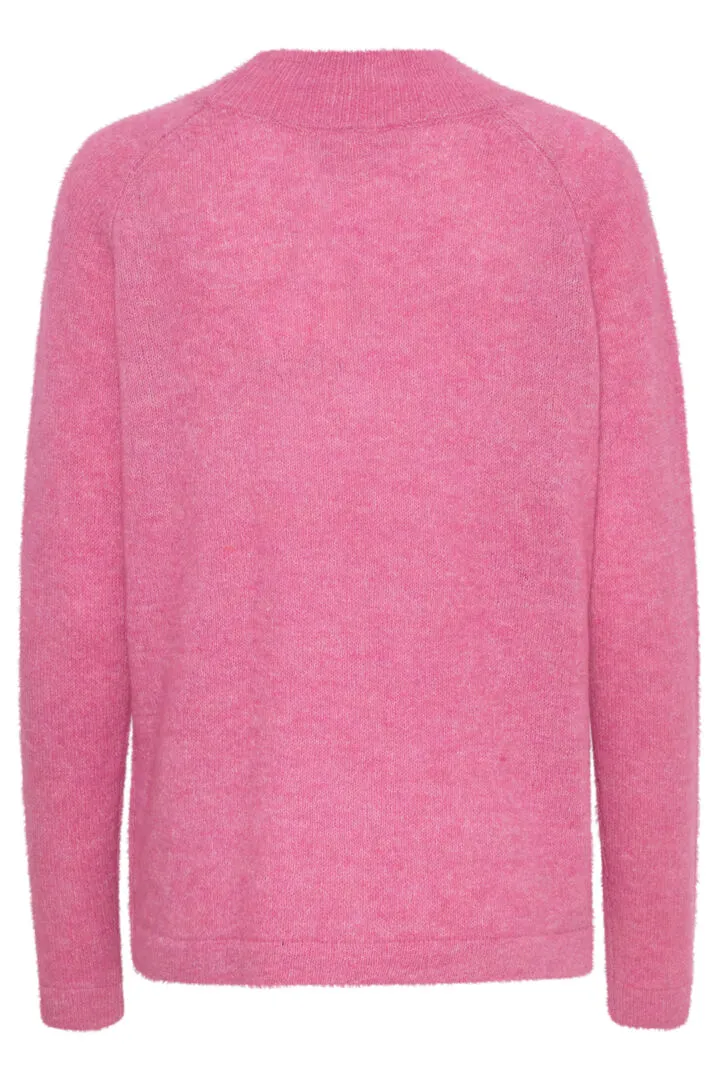 Ichi Kamara V Neck Jumper-Super Pink-20116697