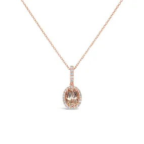 Irisa by Martin Binder Oval Morganite & Diamond Halo Necklace