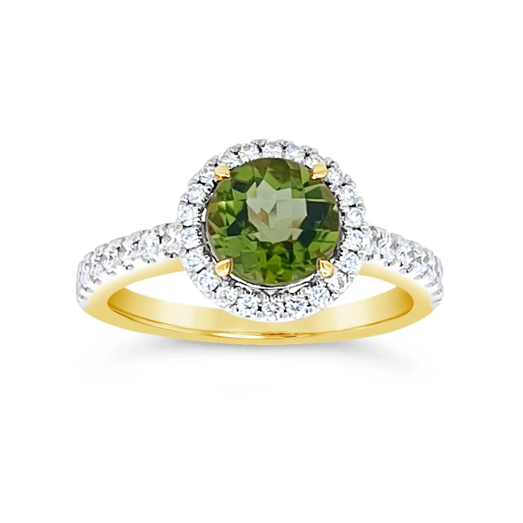 Irisa by Martin Binder Round Peridot & Diamond Halo Ring