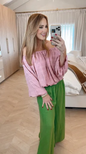 Kika Off Shoulder Pink Top