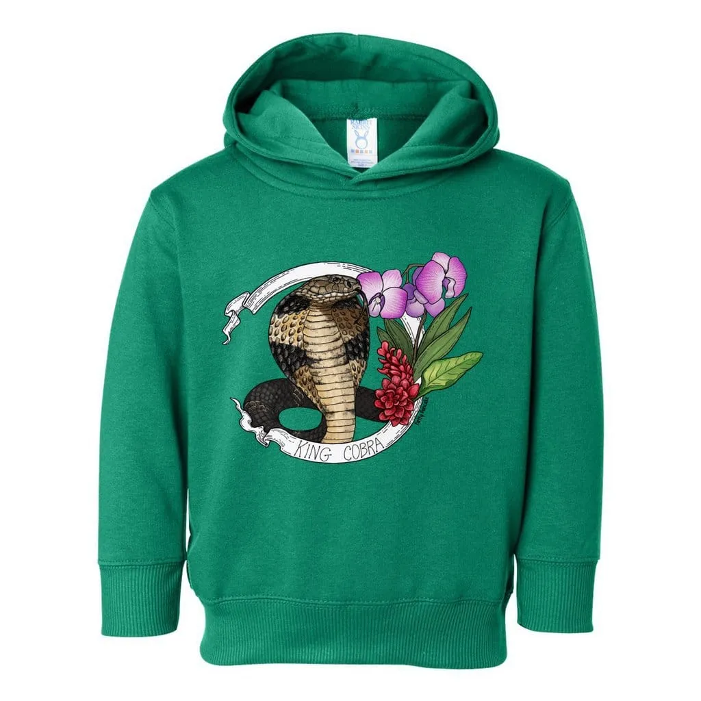 King Cobra Snake Toddler Pullover Hoodie, Cute Reptile Kids Top