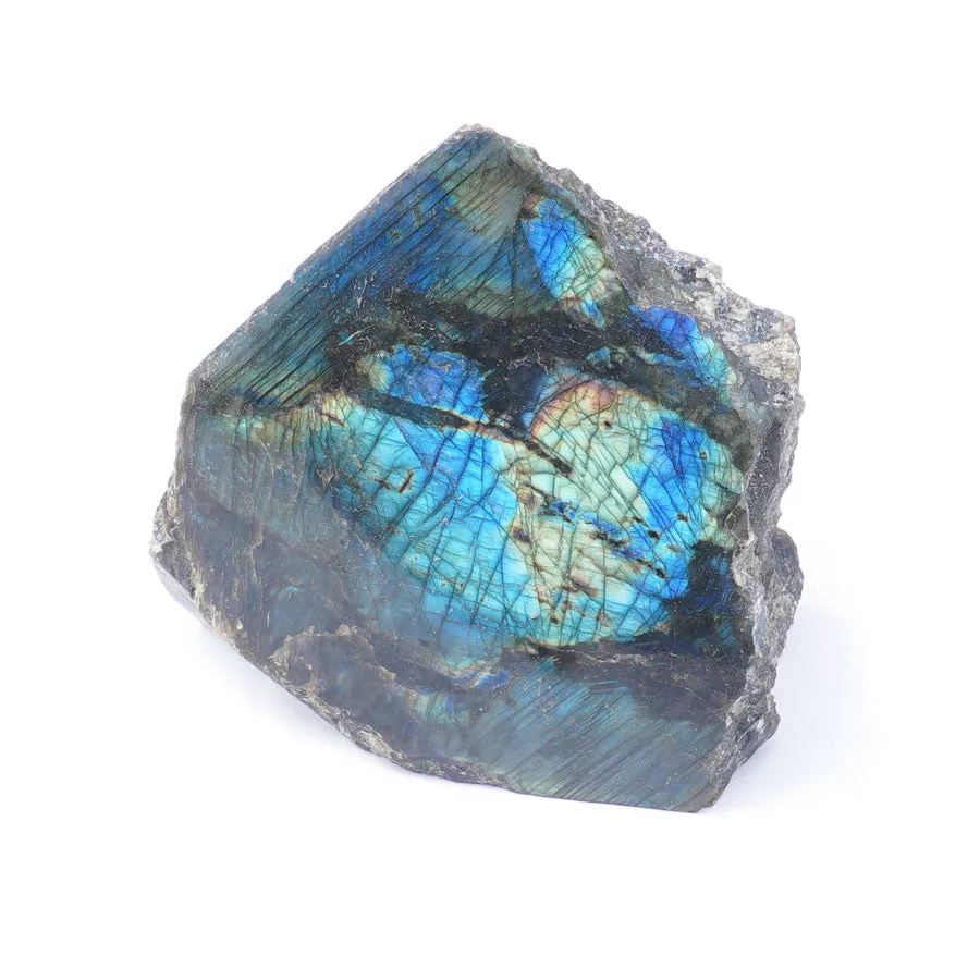 Labradorite Rough Large Specimen Polished on One Side 6x6.5 Inches (1700-2200 grams) - DS ROCK SHOP