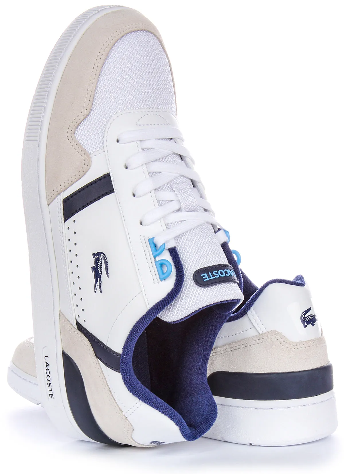 Lacoste T-Clip Trainer In White Blue For Men