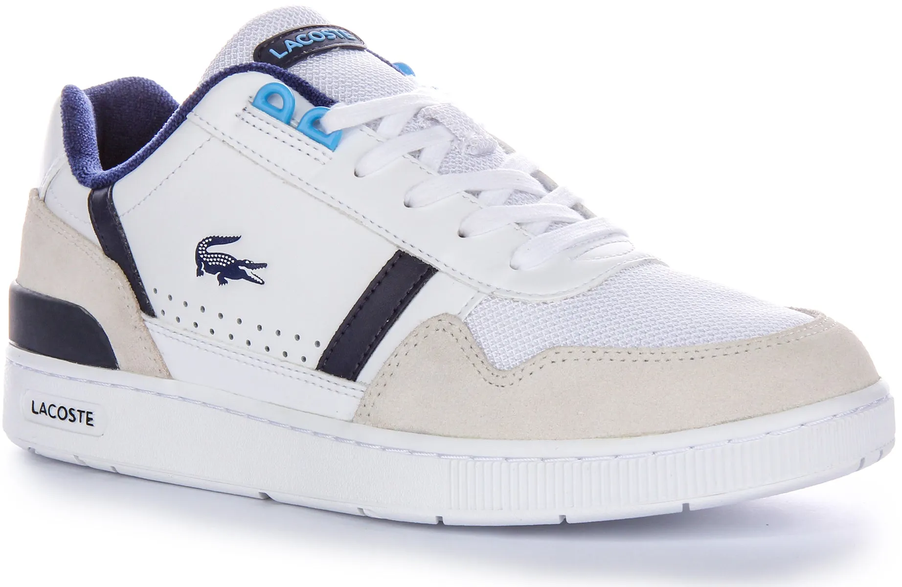 Lacoste T-Clip Trainer In White Blue For Men