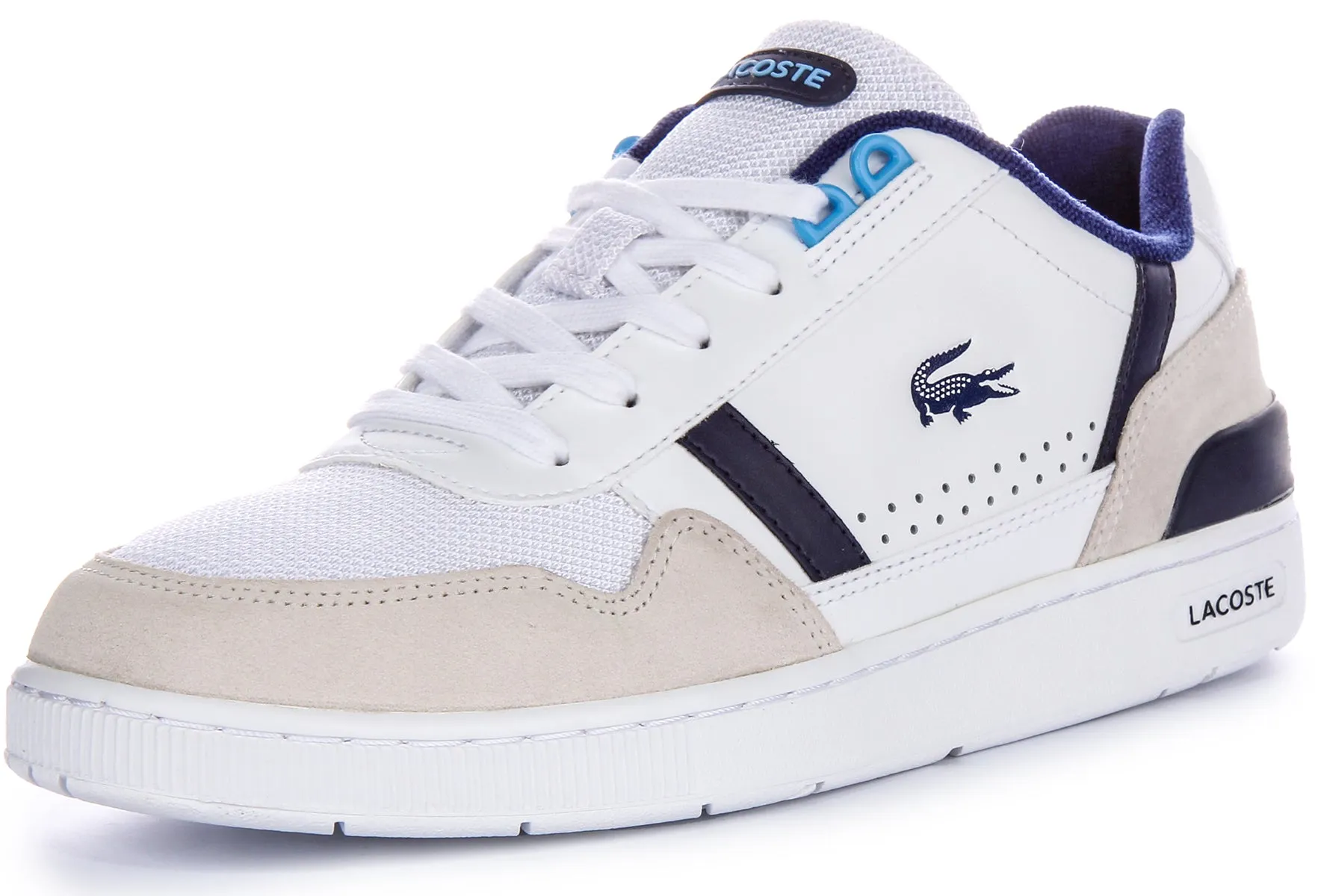 Lacoste T-Clip Trainer In White Blue For Men