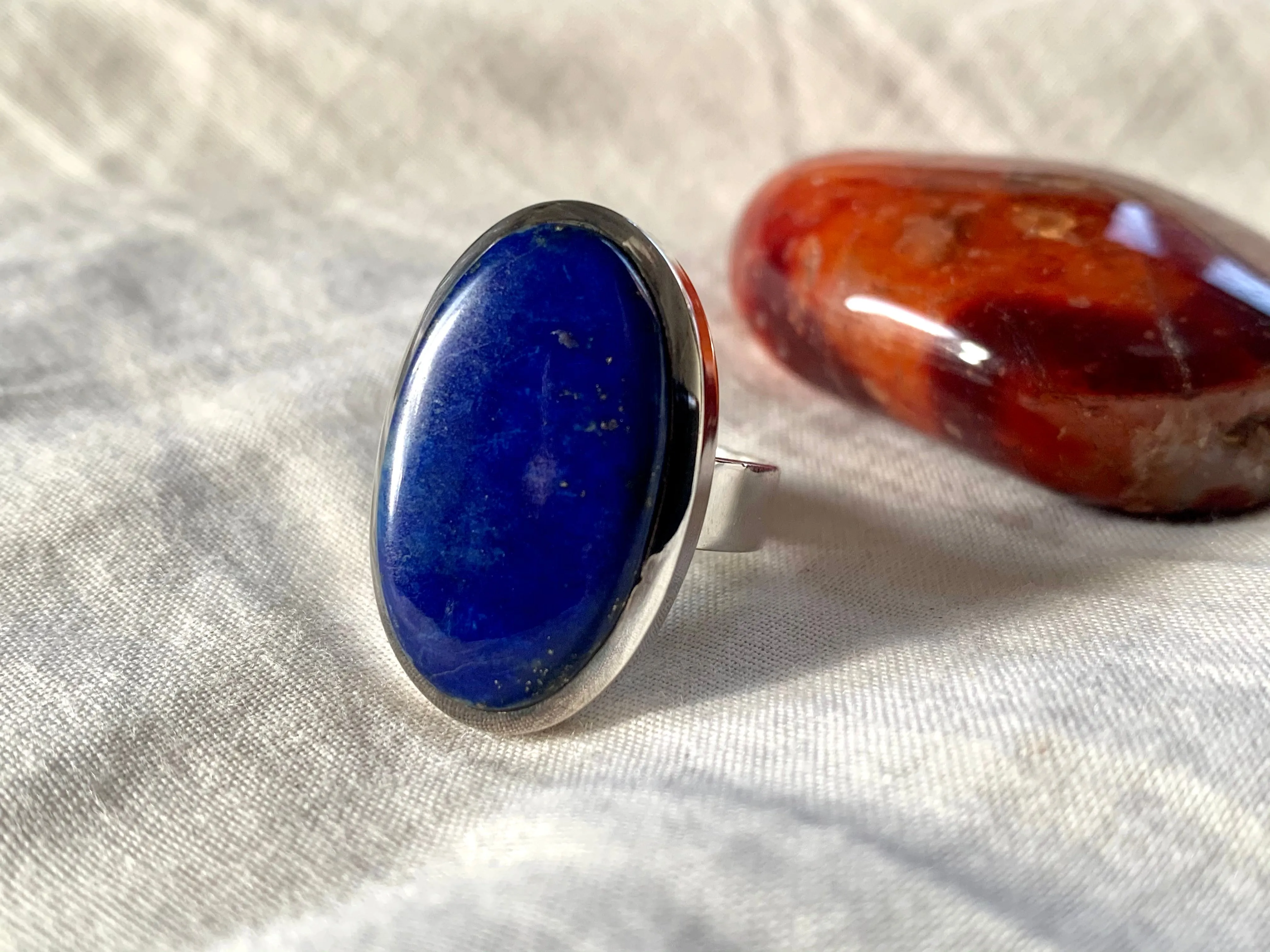 Lapis Lazuli Naevia Ring - Long Oval