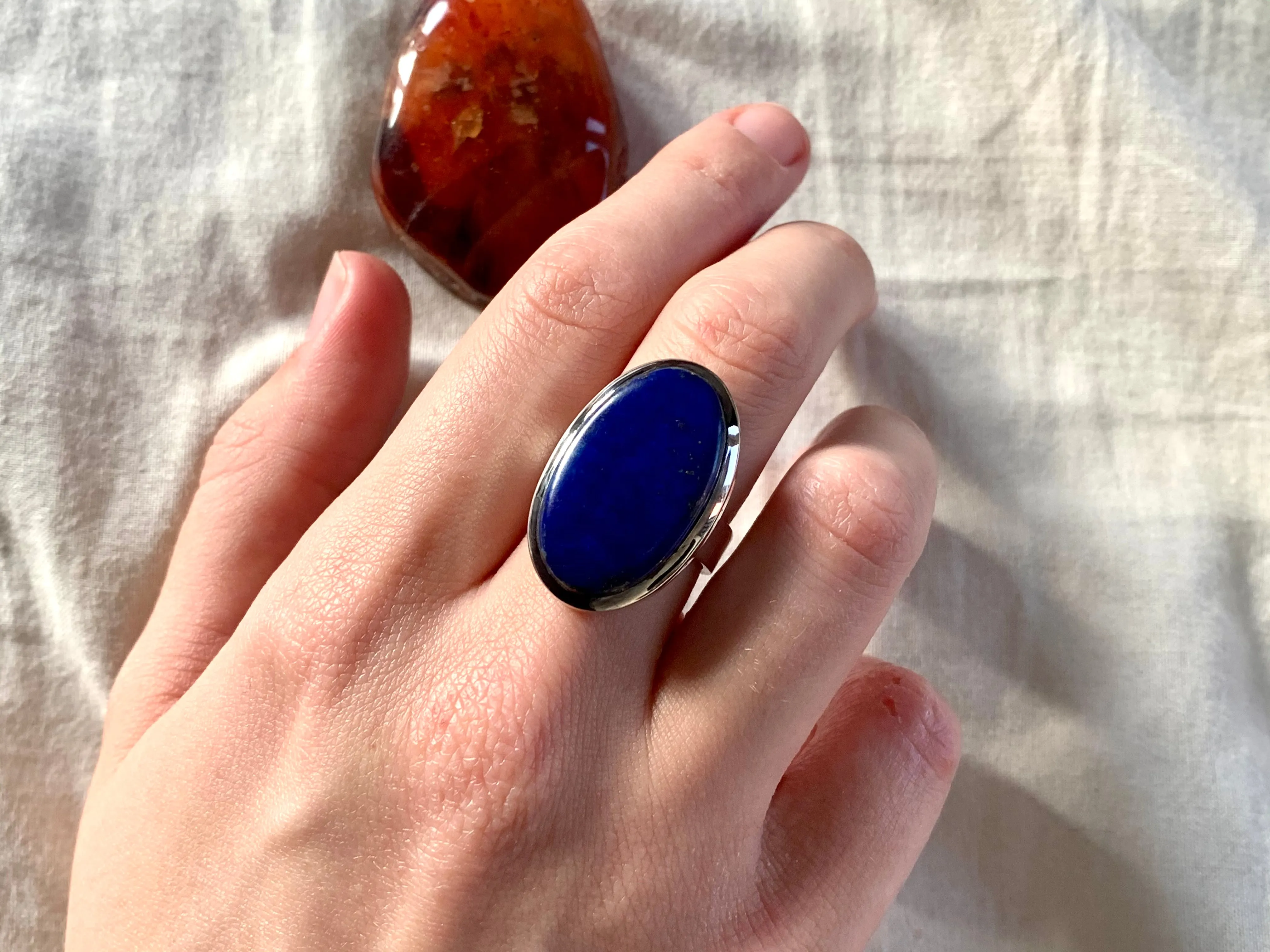 Lapis Lazuli Naevia Ring - Long Oval