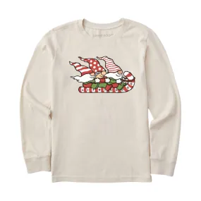 Life Is Good Kids' Toboggan Ride Long Sleeve Crusher Tee - Putty White