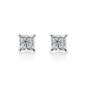 Lorraine Rachel 3 Carat Princess Cut Lab Grown Diamond Stud Earrings in 14k White Gold | IGI Certified