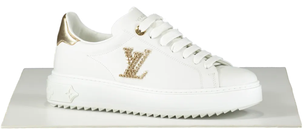 Louis Vuitton White Embossed crystal Logo Time Out Sneaker UK 4.5 EU 37.5 👠