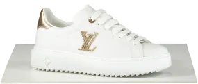 Louis Vuitton White Embossed crystal Logo Time Out Sneaker UK 4.5 EU 37.5 👠