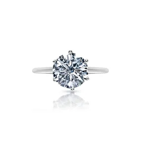 Lupita 2 Carat F VS1 Round Brilliant Diamond Solitaire Engagement Ring in 14k White Gold