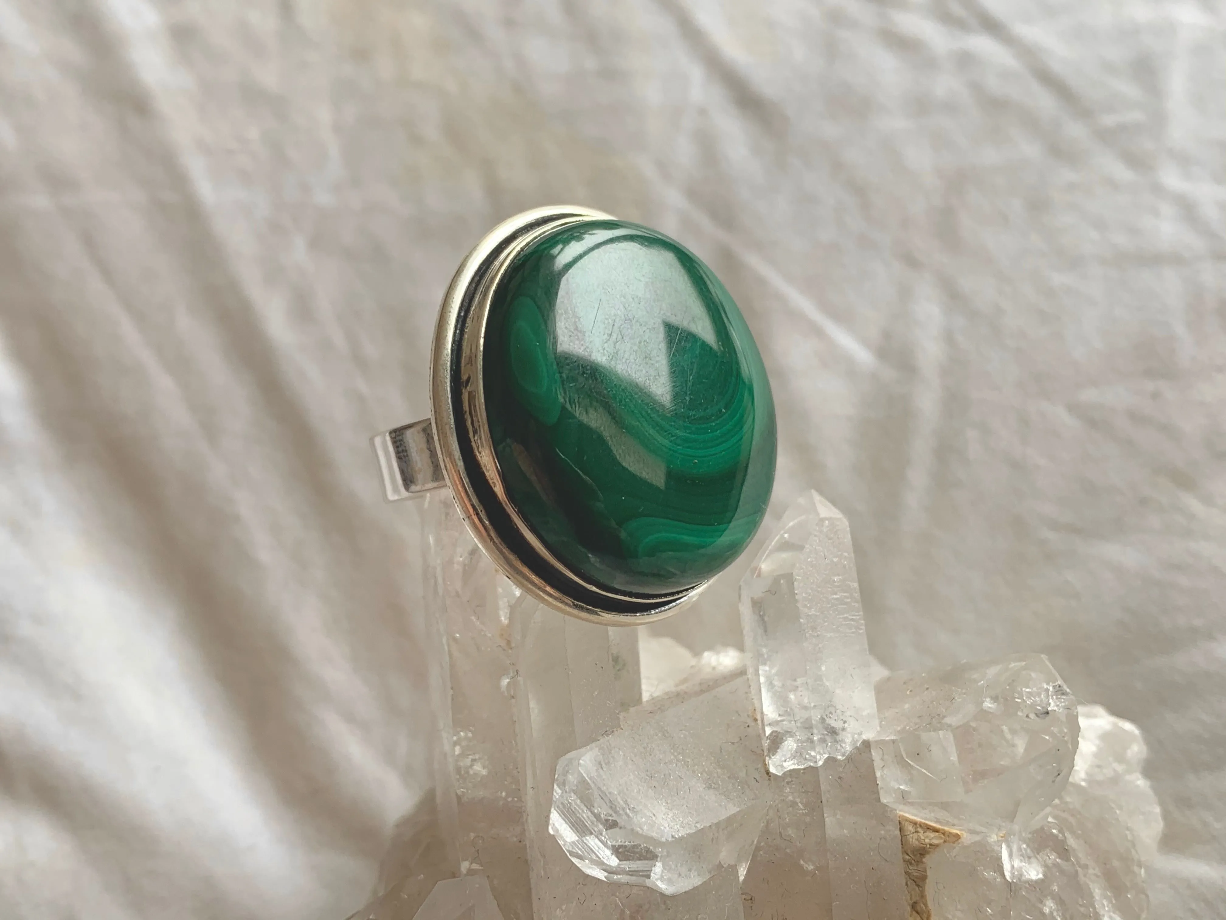 Malachite Brea Ring - Large Round (US 8.5)