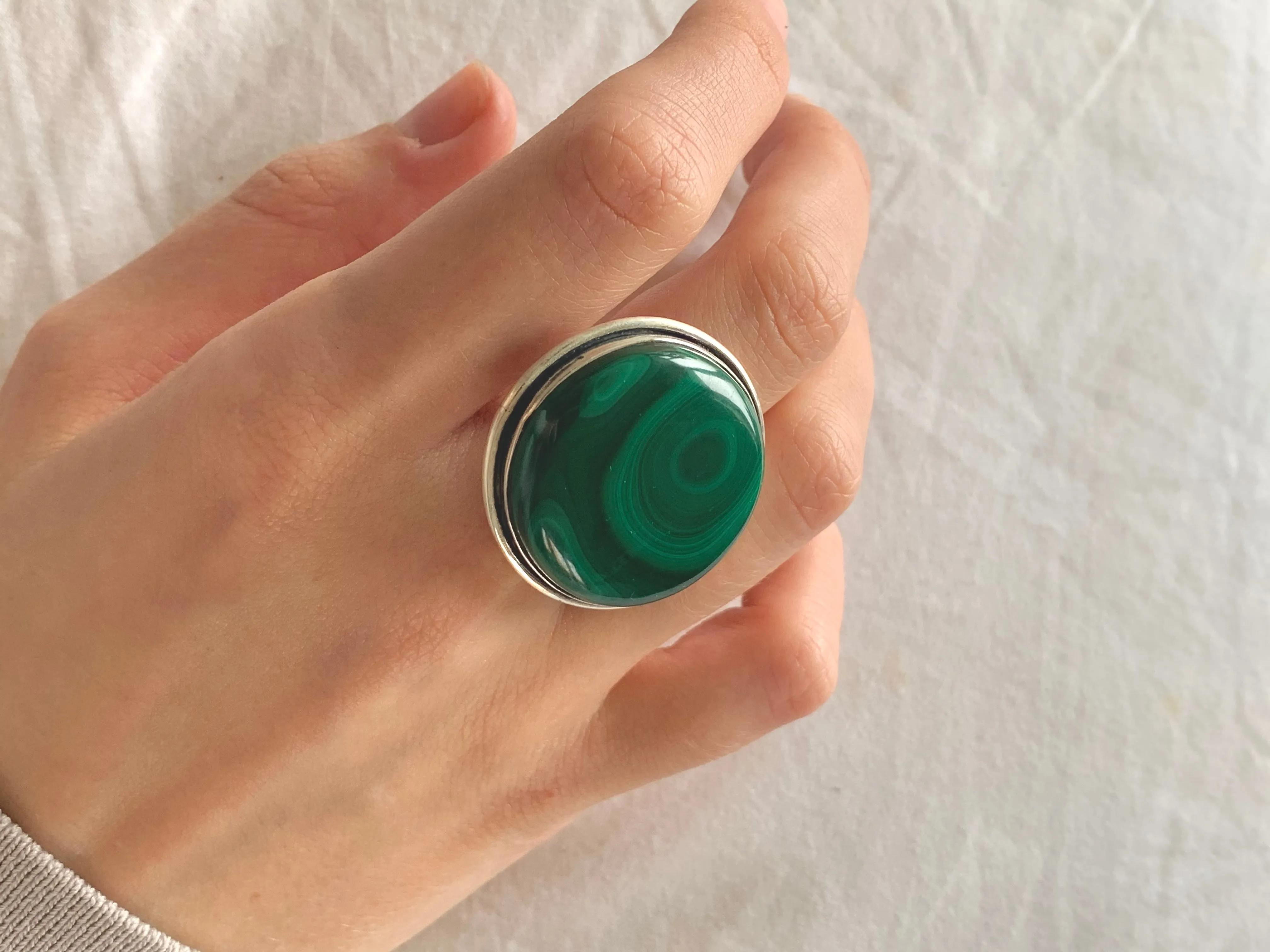 Malachite Brea Ring - Large Round (US 8.5)