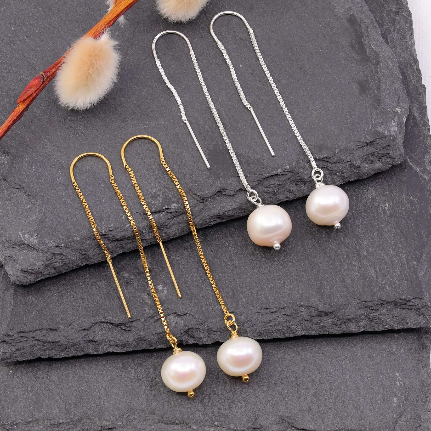 Manon - Freshwater Pearl Threader Earrings