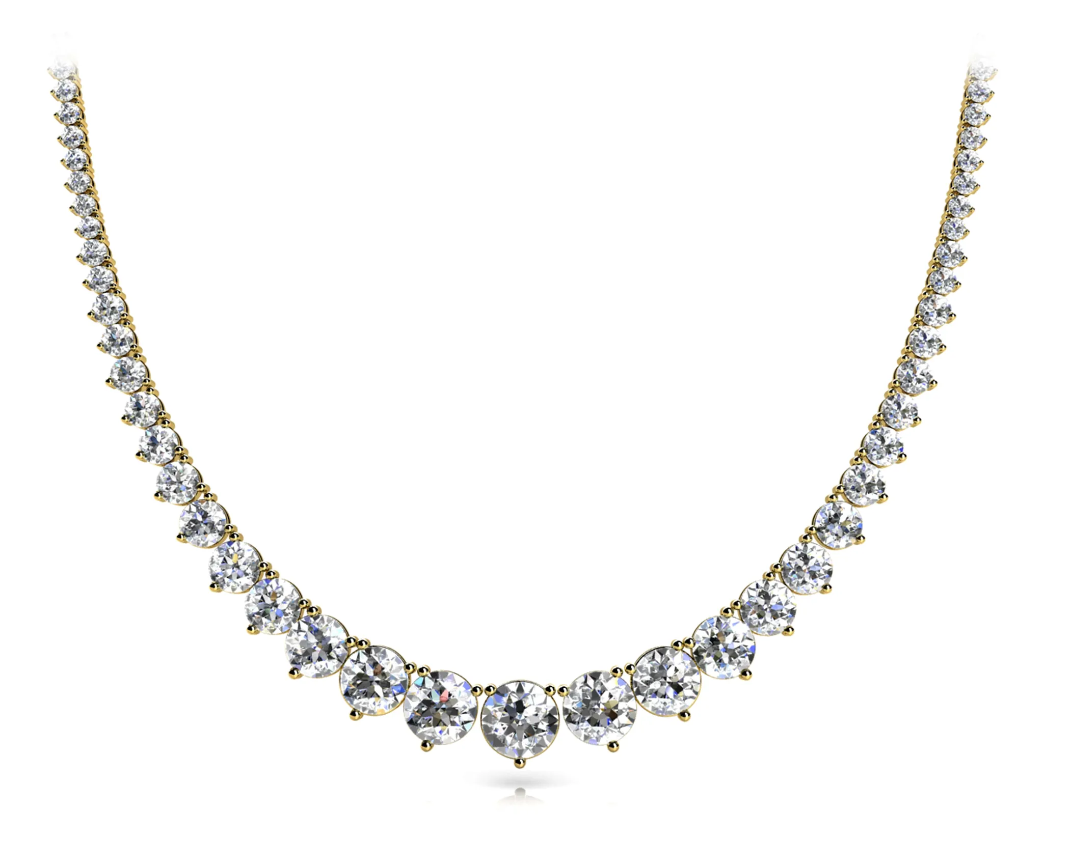 MIST 25 Carat Diamond Rivera Graduated Necklace in 14K White Gold 3 prong set  F Color VS1 Clarity BY MIKE NEKTA