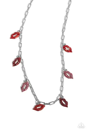 Paparazzi KISS the Mark Red Necklace & Earring Set