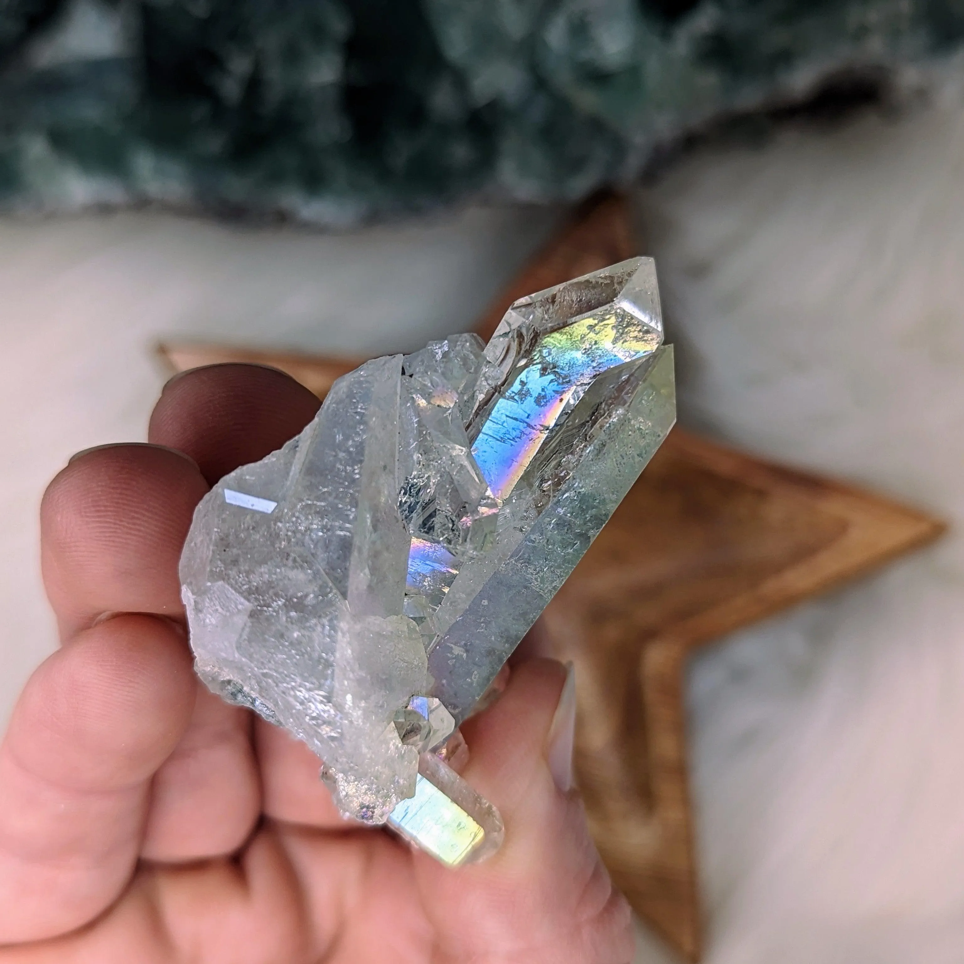 Pearly Angel Aura Quartz Cluster from Brazil ~ Bridge to the Angelic Realm