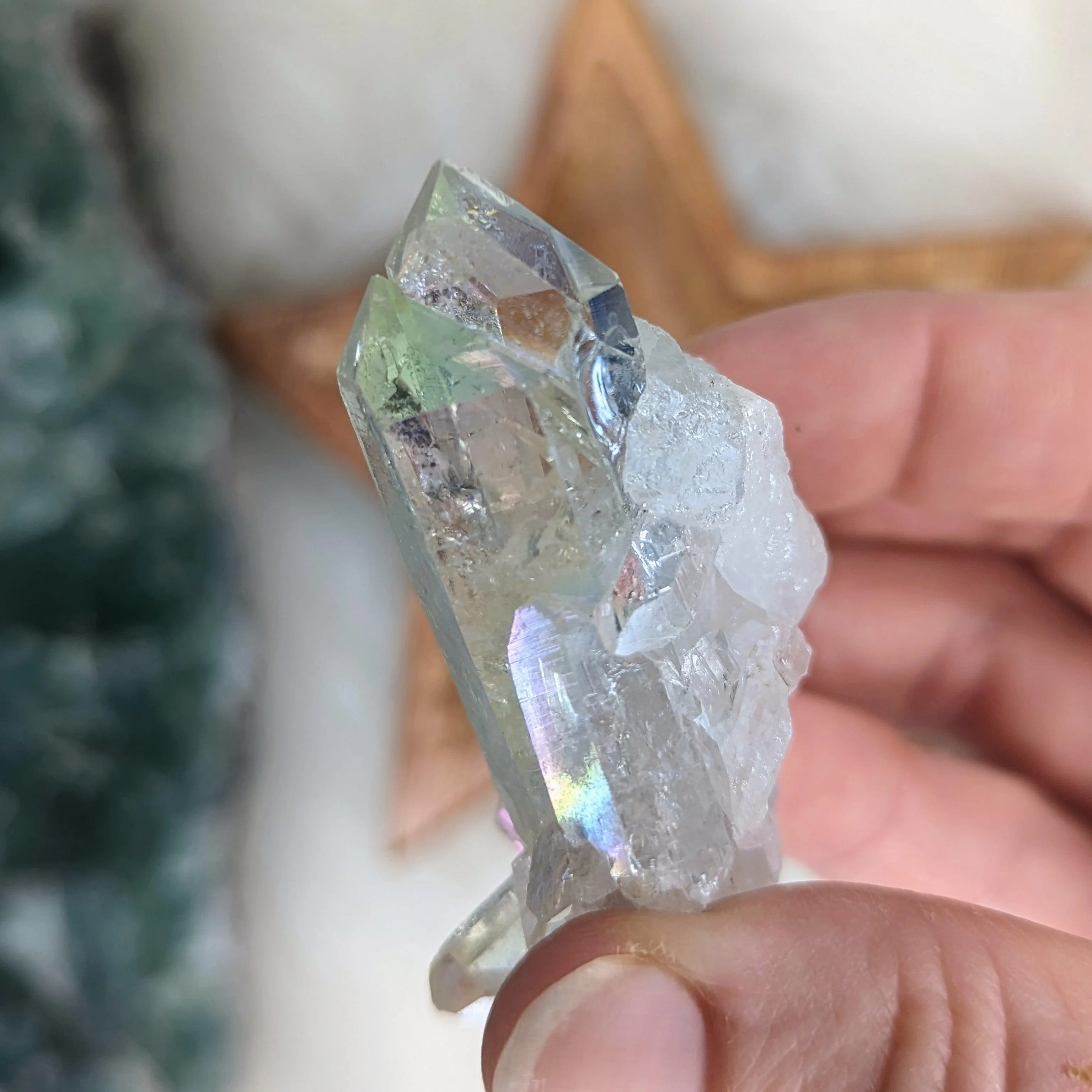 Pearly Angel Aura Quartz Cluster from Brazil ~ Bridge to the Angelic Realm