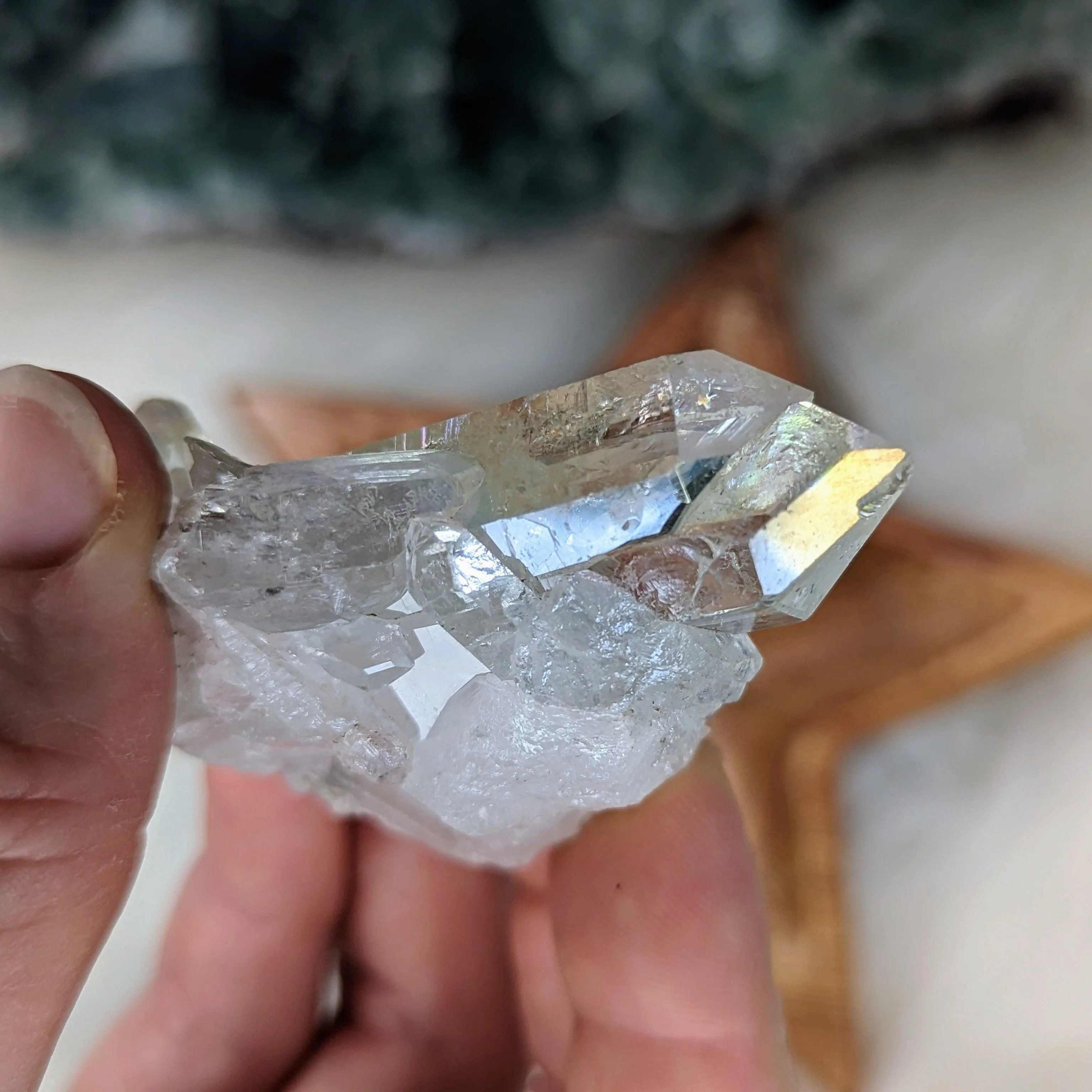 Pearly Angel Aura Quartz Cluster from Brazil ~ Bridge to the Angelic Realm