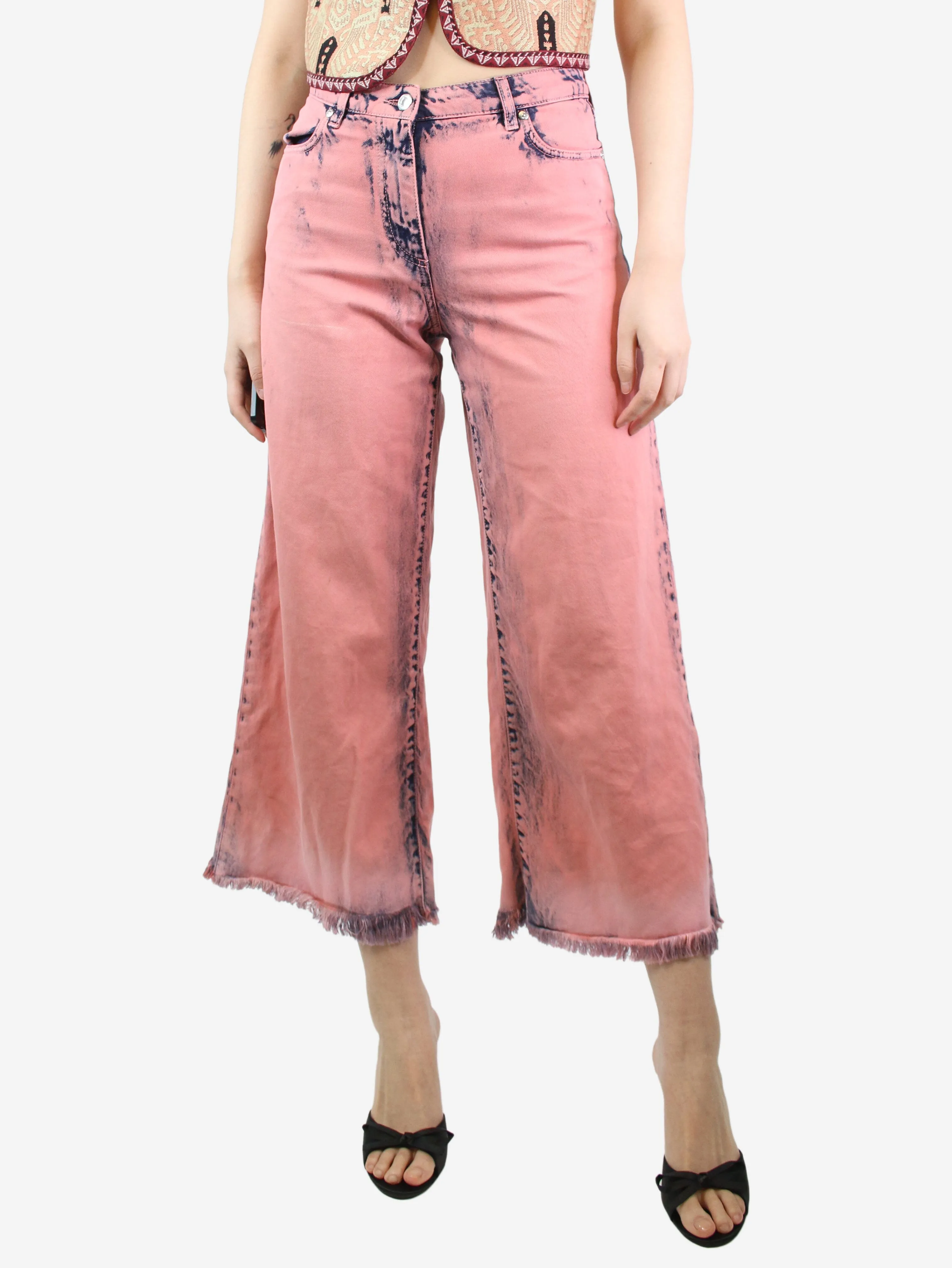 Pink acid washed jeans - size UK 10