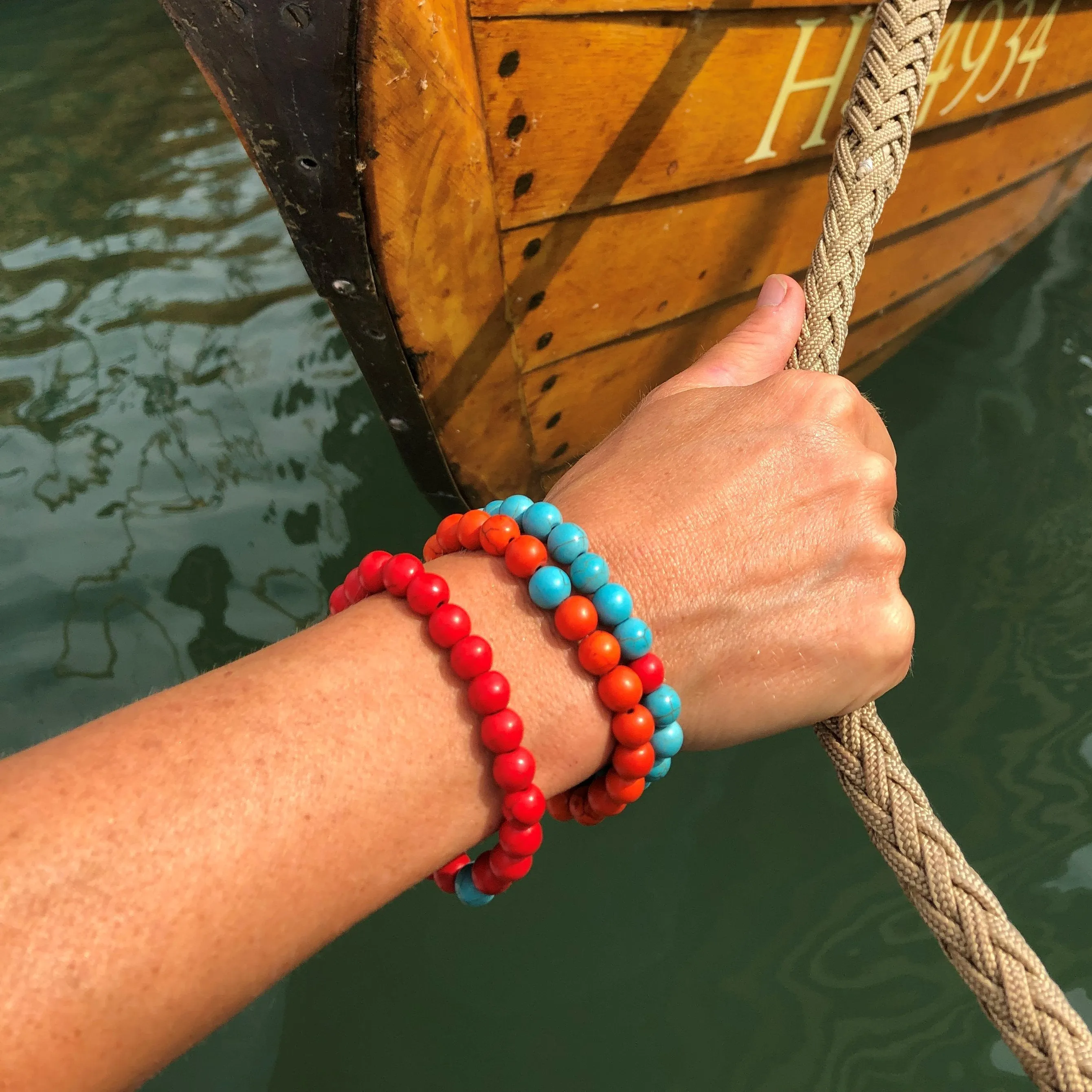 Red Wanderlust Turquoise Howlite Mala Bracelet