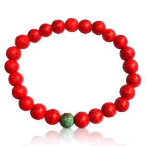 Red Wanderlust Turquoise Howlite Mala Bracelet