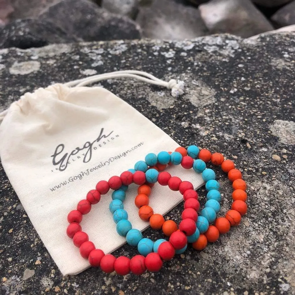 Red Wanderlust Turquoise Howlite Mala Bracelet