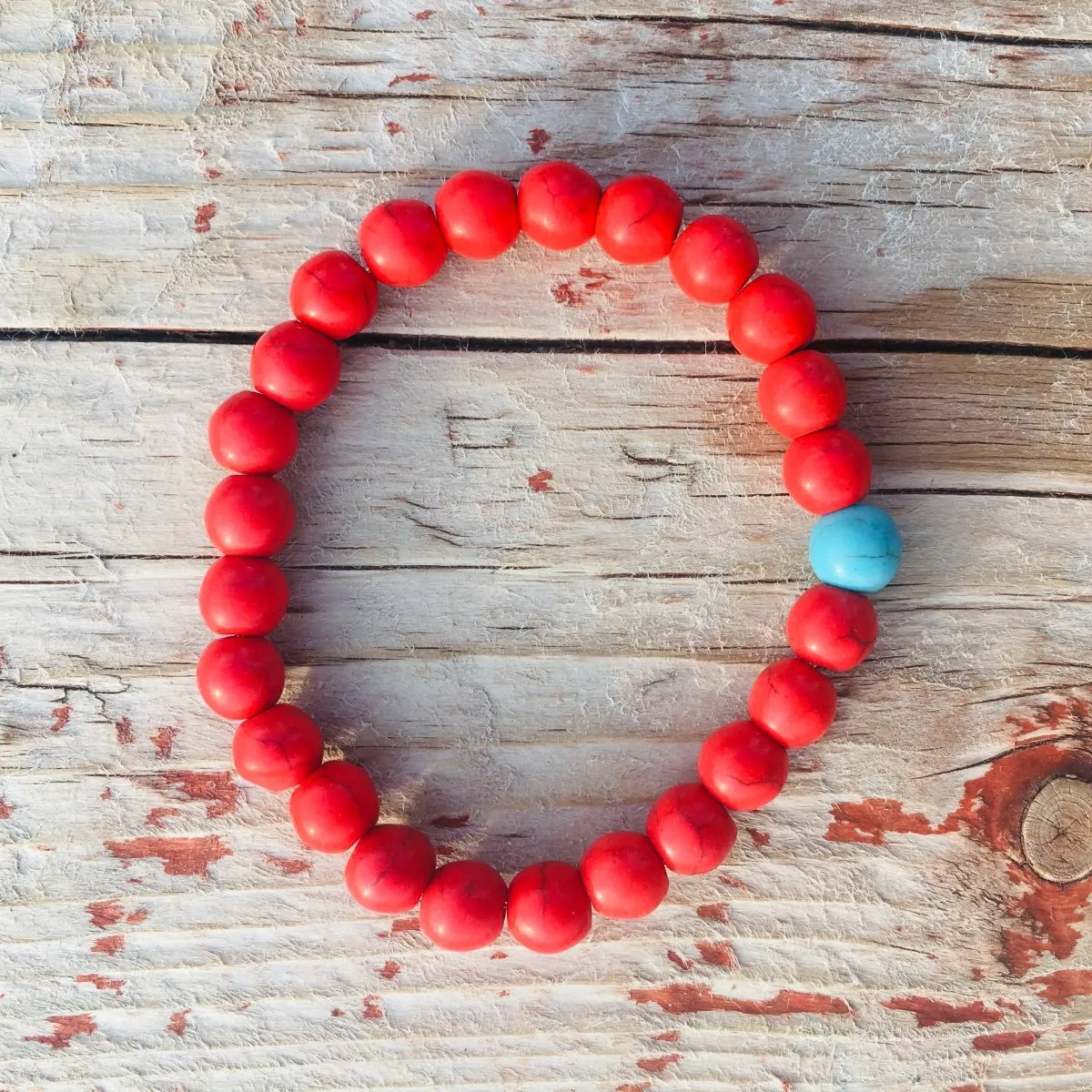 Red Wanderlust Turquoise Howlite Mala Bracelet