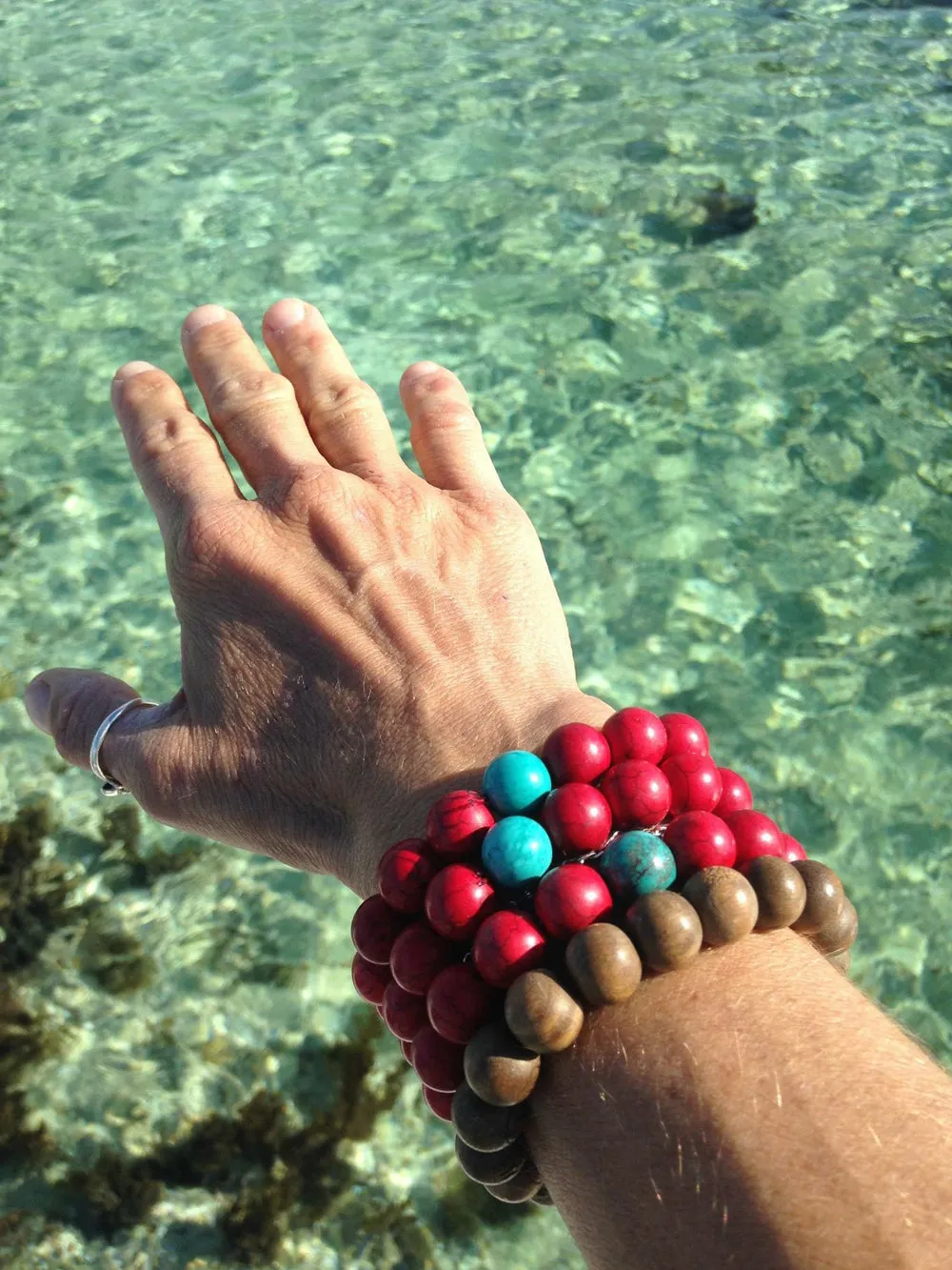 Red Wanderlust Turquoise Howlite Mala Bracelet