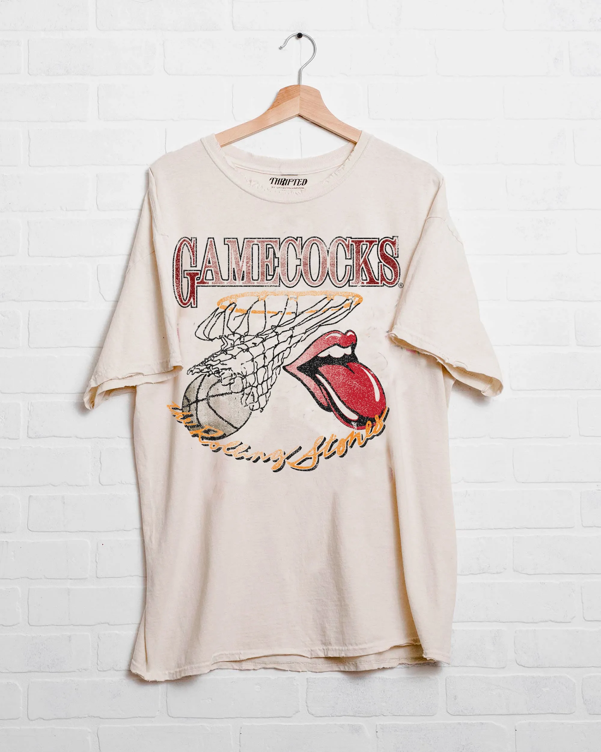 Rolling Stones Gamecocks Basketball Net Off White Thrifted Tee