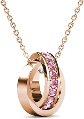 Rosie 18k Rose Gold Plated Pendant Necklace with Pink Crystals