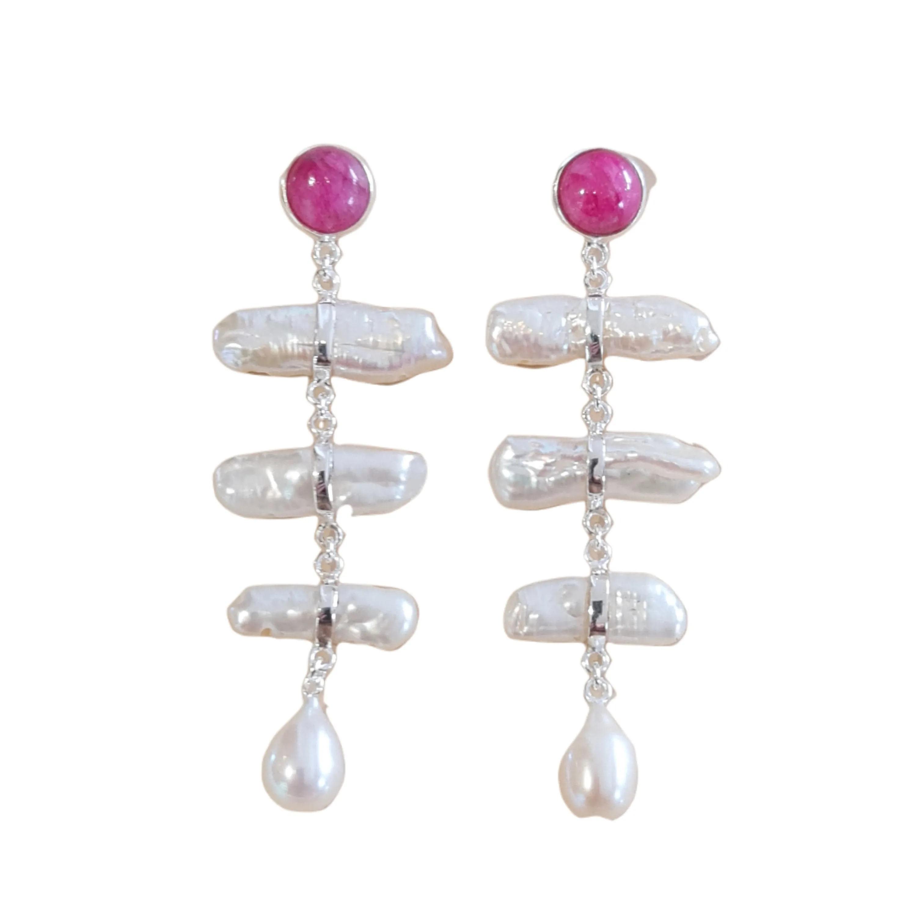 Ruby Biwa Freshwater Pearl drop earrings