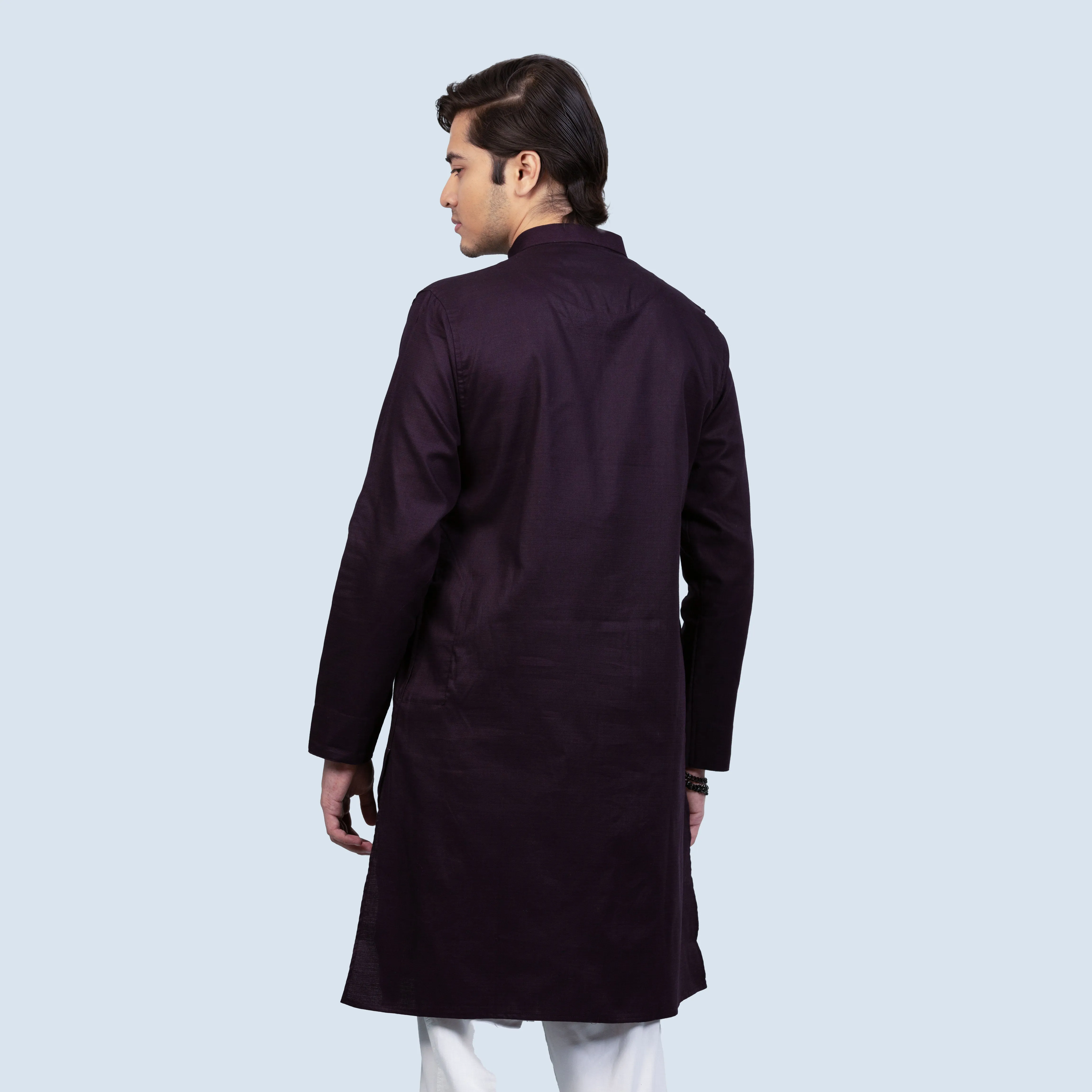 Semi Long Panjabi | Dark Burgundy