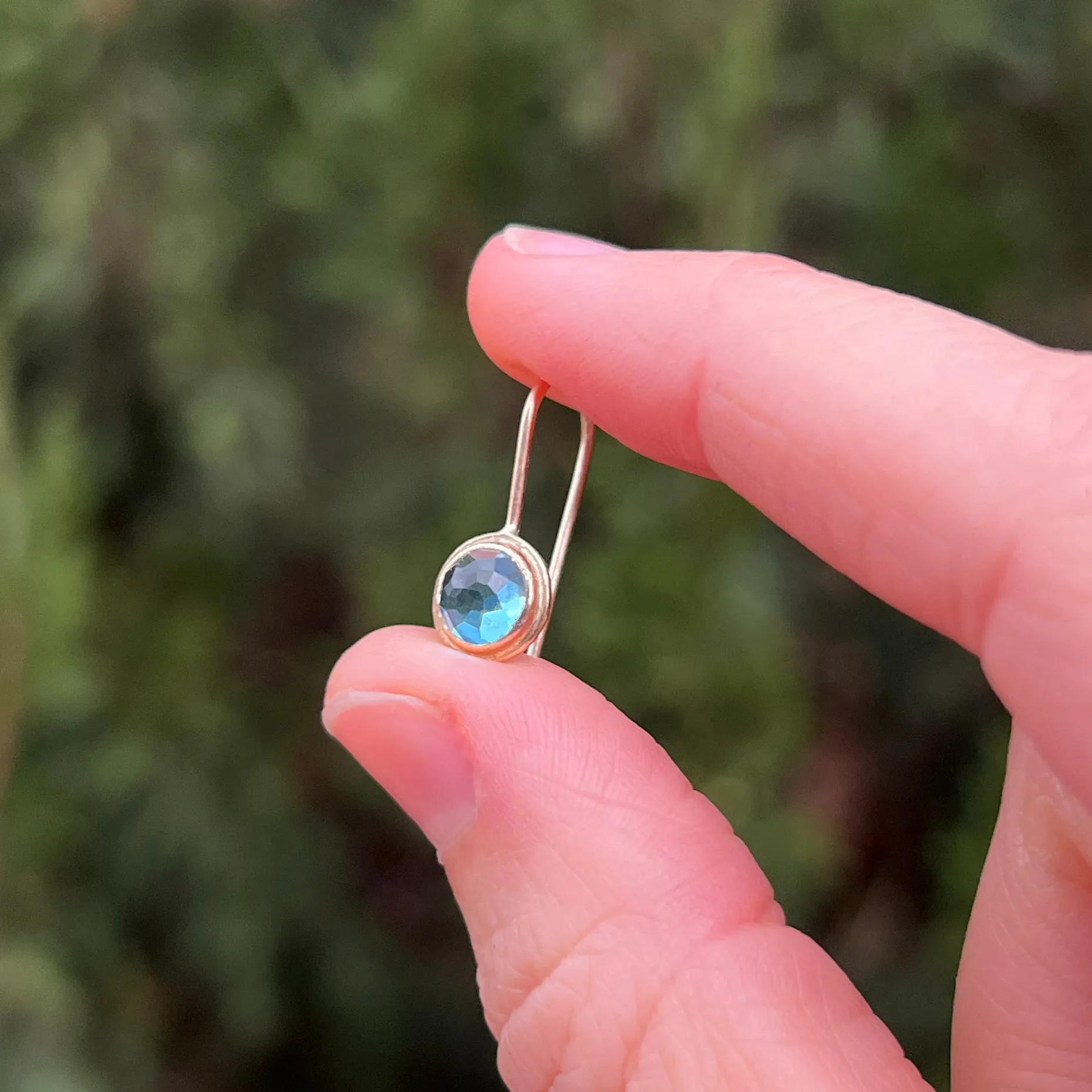 Swiss Blue Topaz Round Gem Drop Earrings